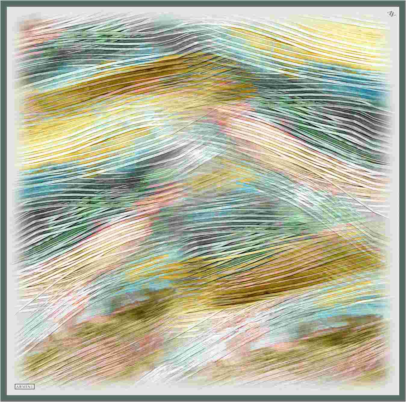 Armine Aquarius Abstract Silk Scarf #83 Silk Scarves Armine