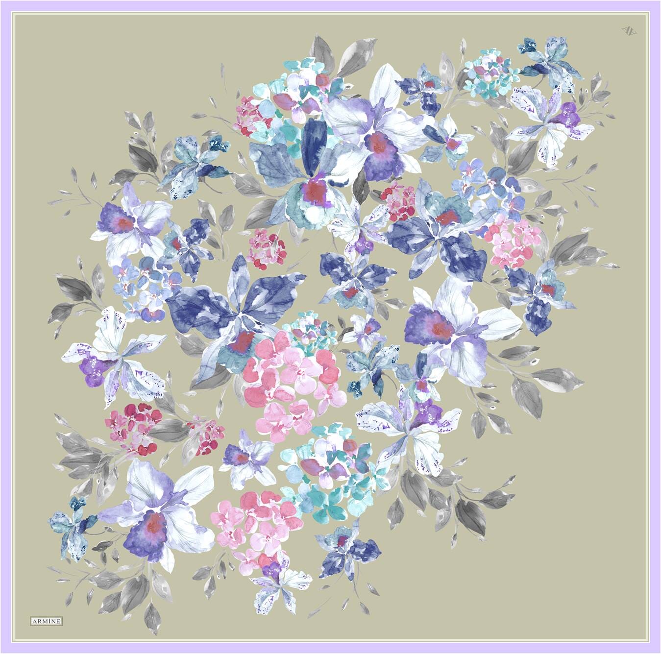 Armine Fior Floral Silk Scarf