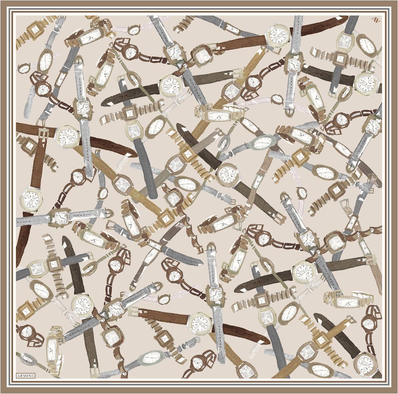 Armine Timepiece Classic Silk Scarf