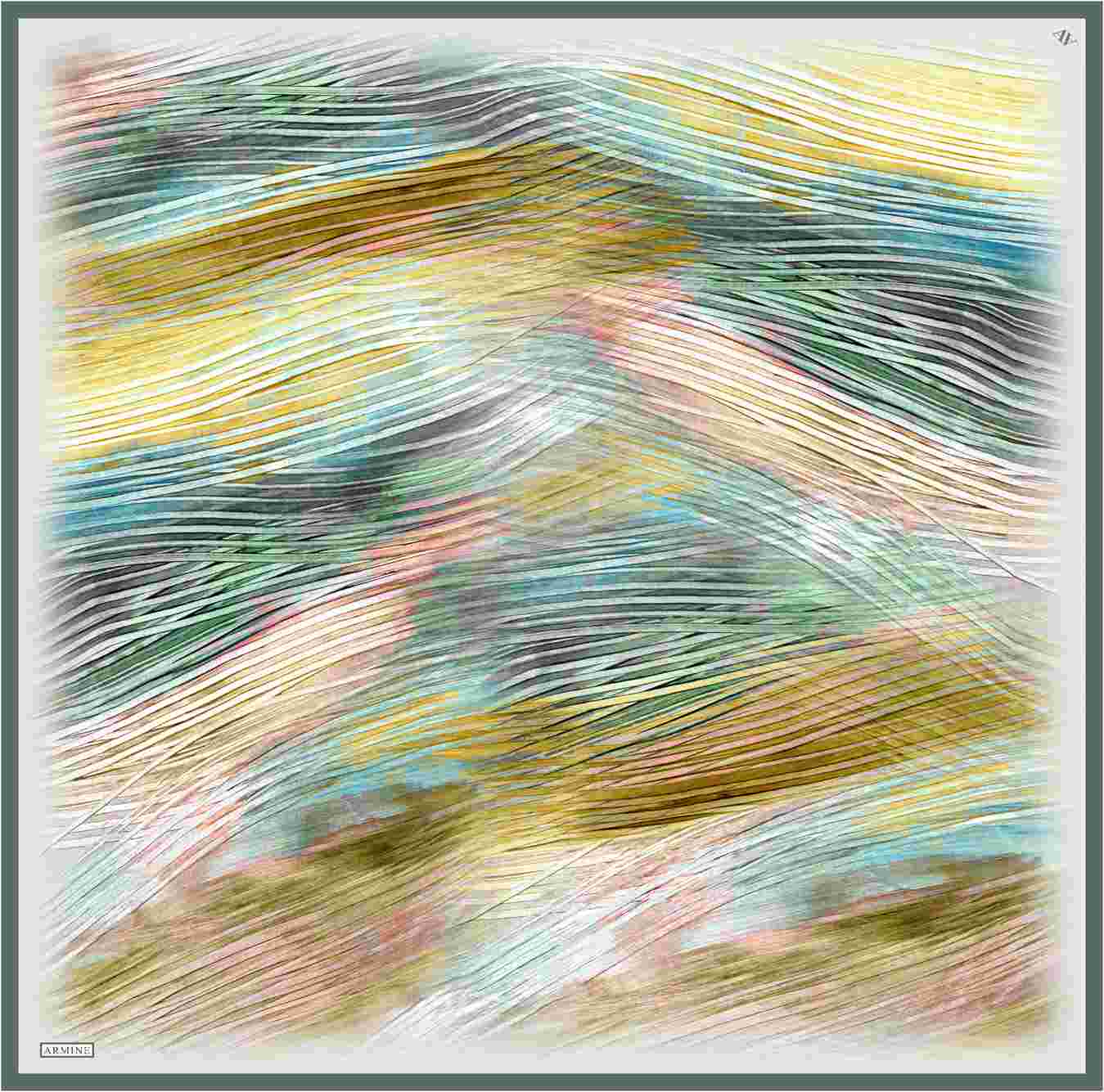 Armine Aquarius Abstract Silk Scarf #83 Silk Scarves Armine 