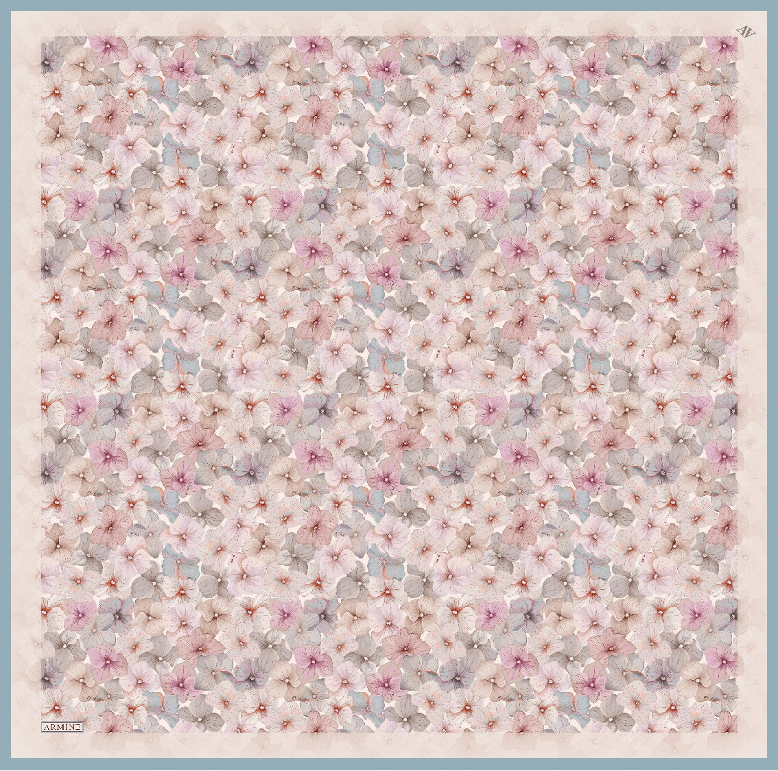 Armine Hydrangea Print Silk Scarf #25 Silk Scarves Armine 