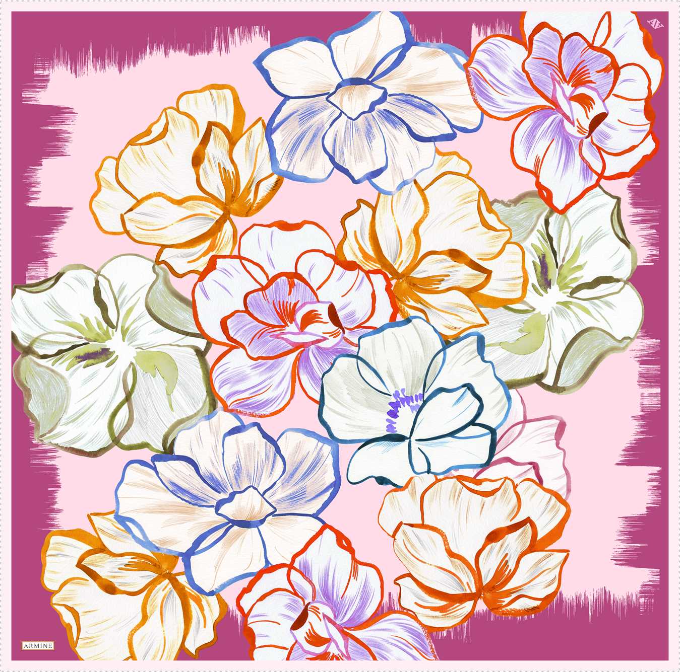 Armine Marley Floral Silk Scarf #33 Silk Scarves Armine 