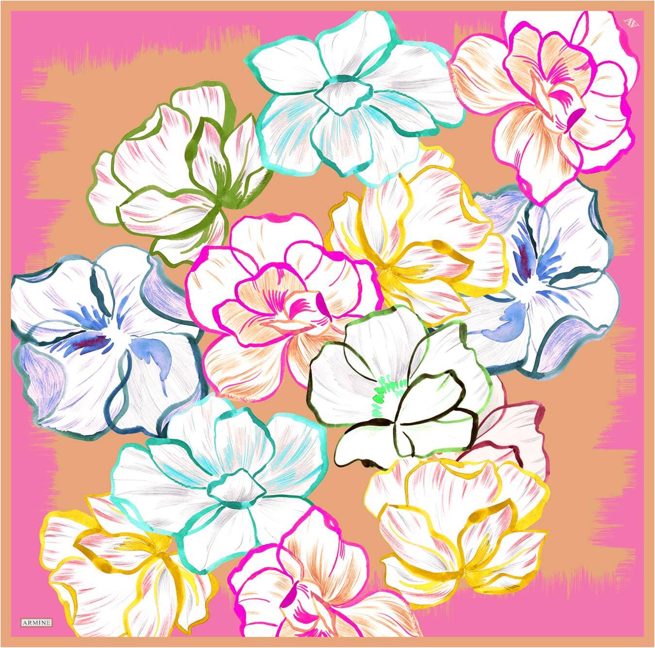 Armine Marley Floral Silk Scarf #54 Silk Scarves Armine 