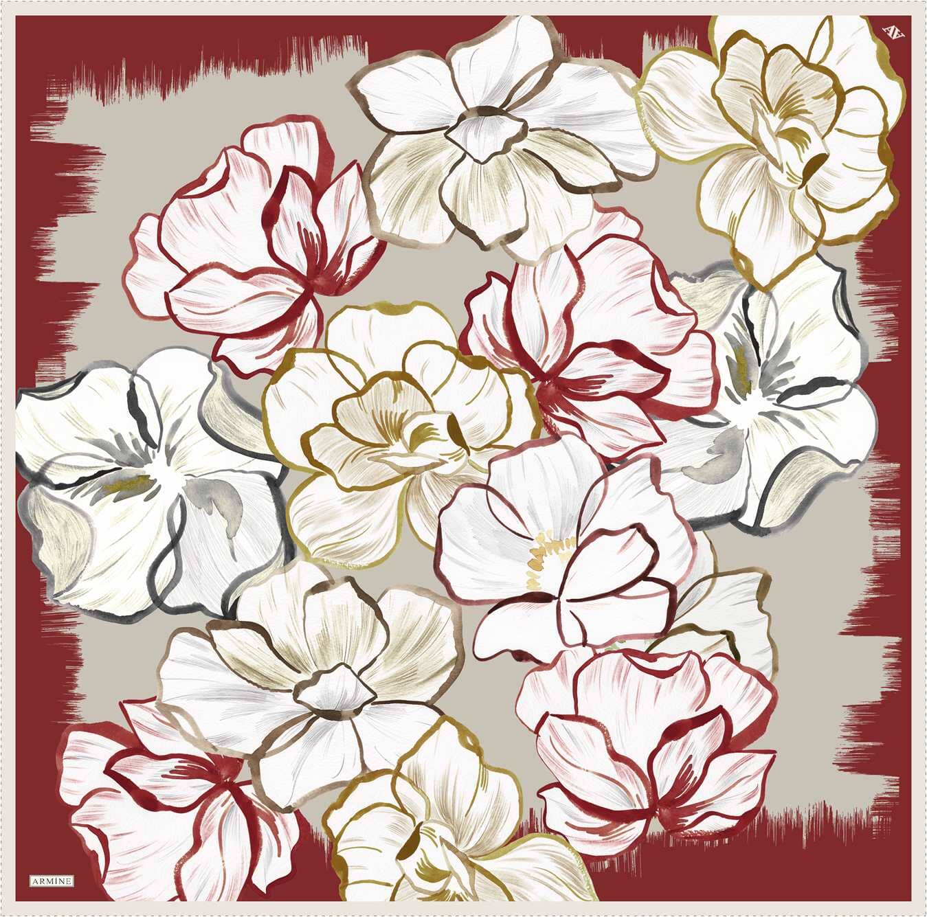 Armine Marley Floral Silk Scarf #82 Silk Scarves Armine 