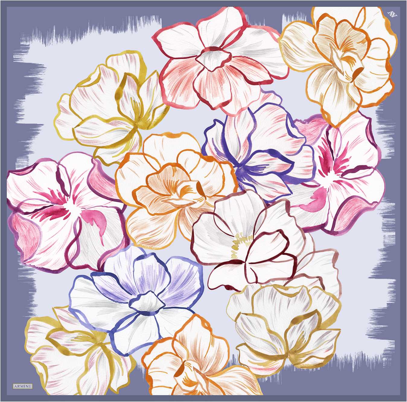 Armine Marley Floral Silk Scarf #9 Silk Scarves Armine 