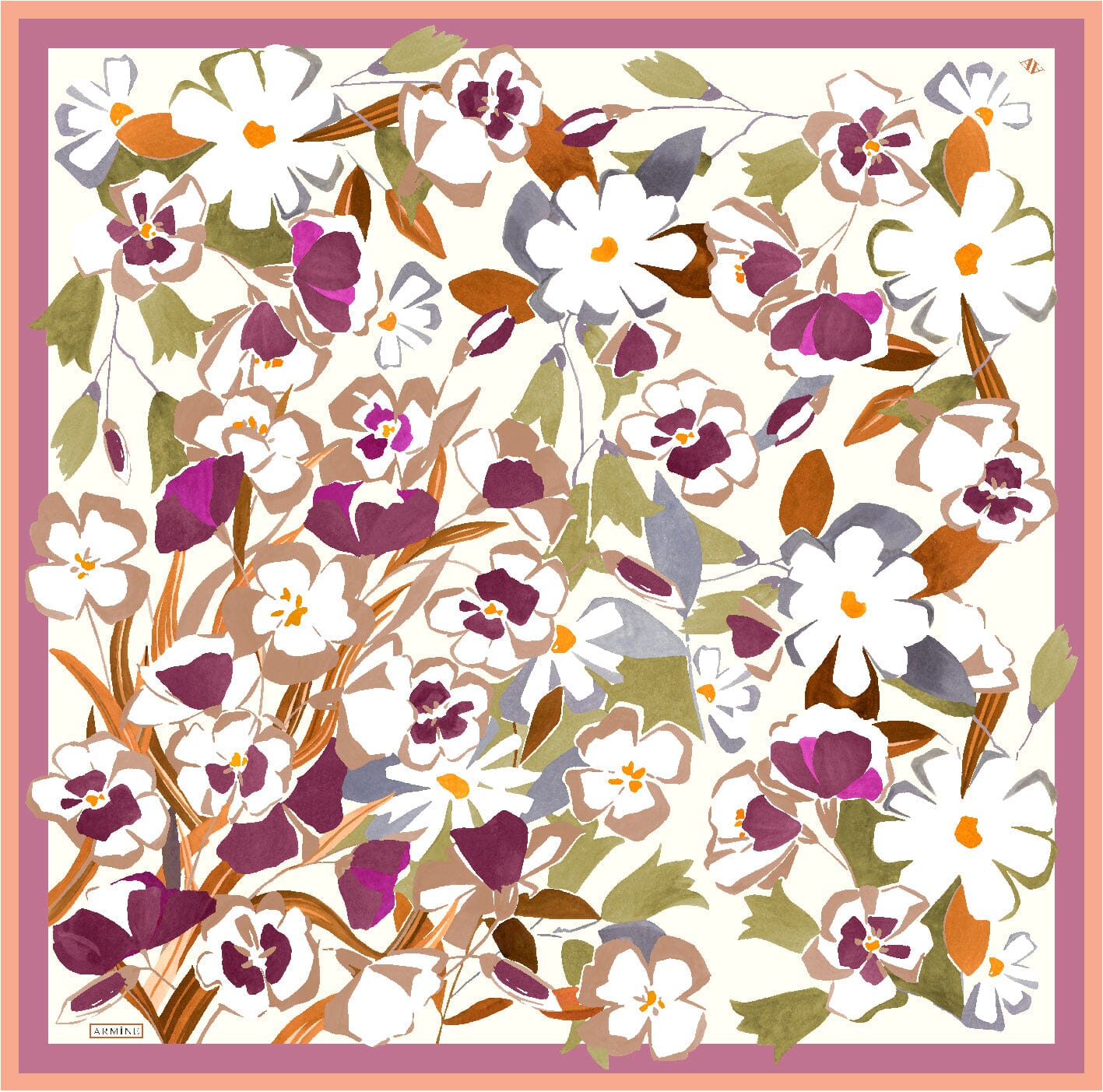 Armine Savannah Floral Silk Scarf #52 Silk Scarves Armine 