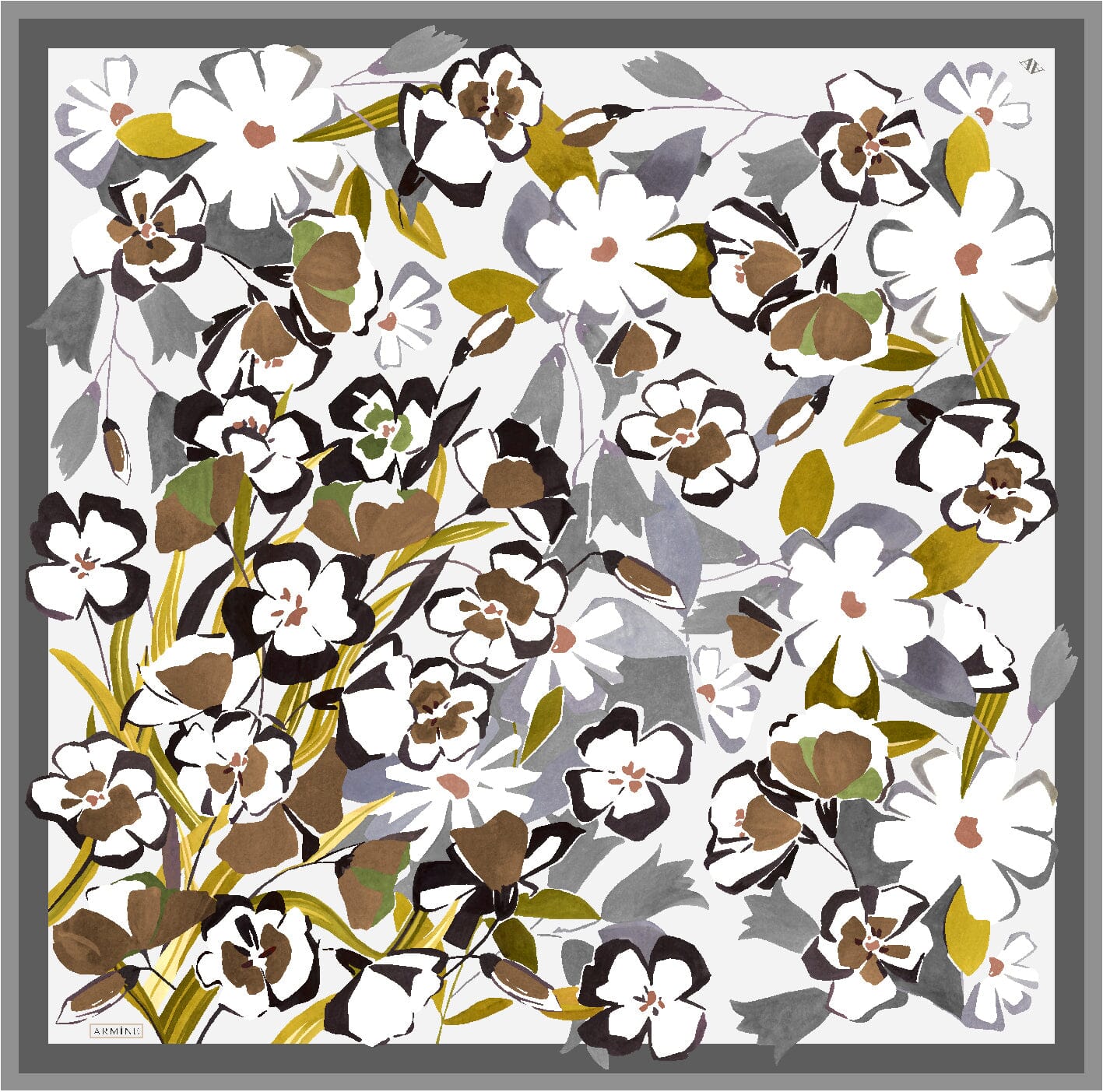 Armine Savannah Floral Silk Scarf #54 Silk Scarves Armine 