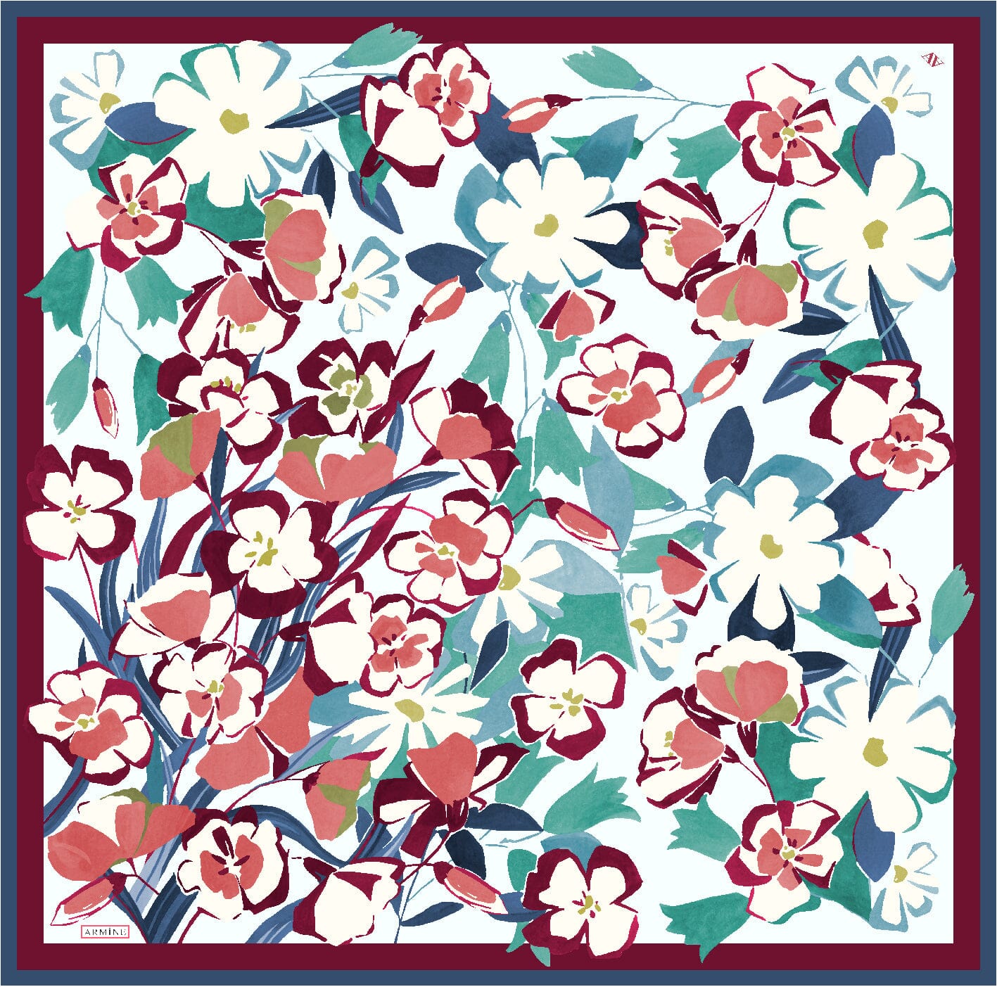 Armine Savannah Floral Silk Scarf #60 Silk Scarves Armine 